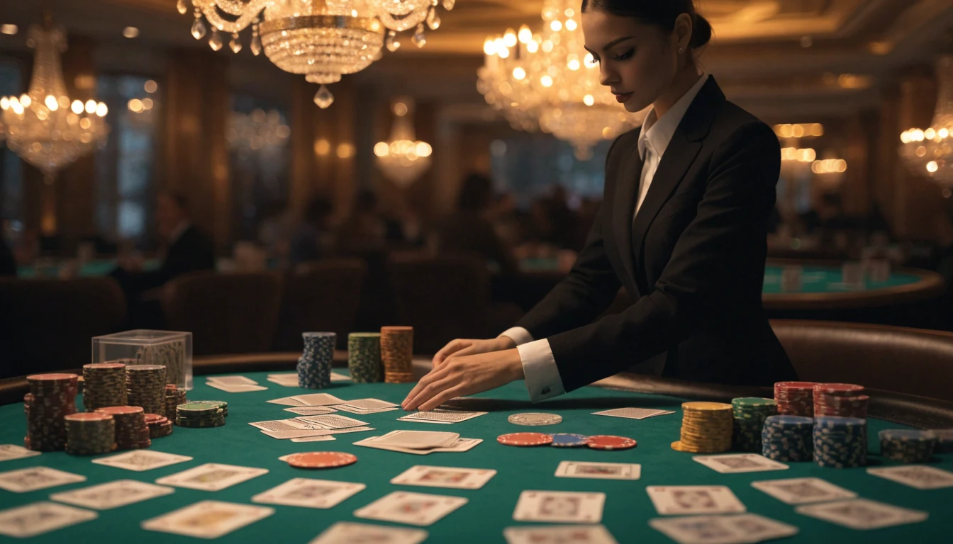 Live-baccarat-pöytä kasinolla jakajan kanssa