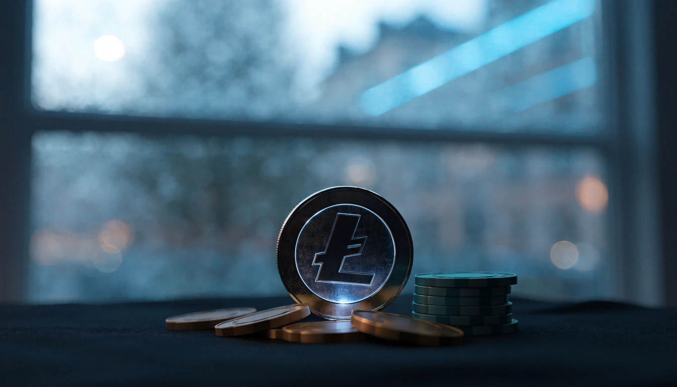 Litecoin-kolikko ja kasinopelit pelipöydällä